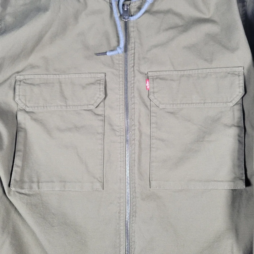 Levi Strauss & Co. Field Jacket‎ Men XXL Olive Green Hooded Zip Utility LM6RC421